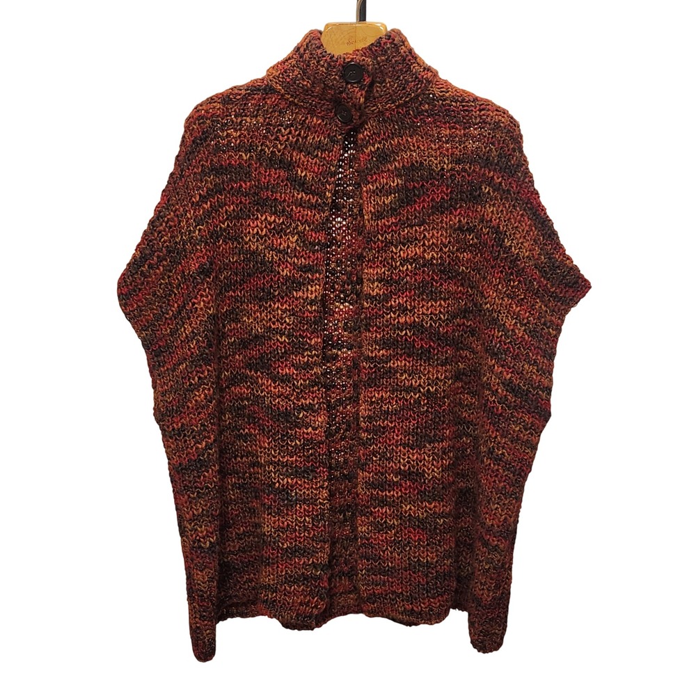 Anthropologie Elsamanda Italy Multi Color Chubky Knit Poncho‎ Sweater One Size